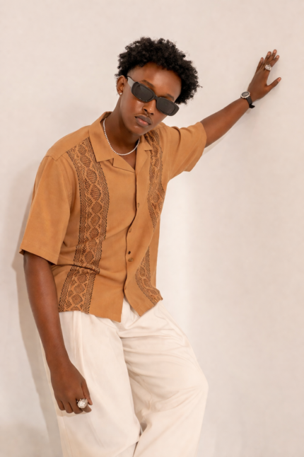 Premium Vertical Pattern Printed Hawaii Summer Shirt for Men Half Sleeve Cuban Collar Amriss Casual Beach Resort Wear