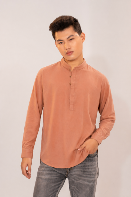 Premium Men's Casual Cotton Katua Panjabi Solid Full Sleeve Mandarin Collar Smart Traditional Kurta Shirt